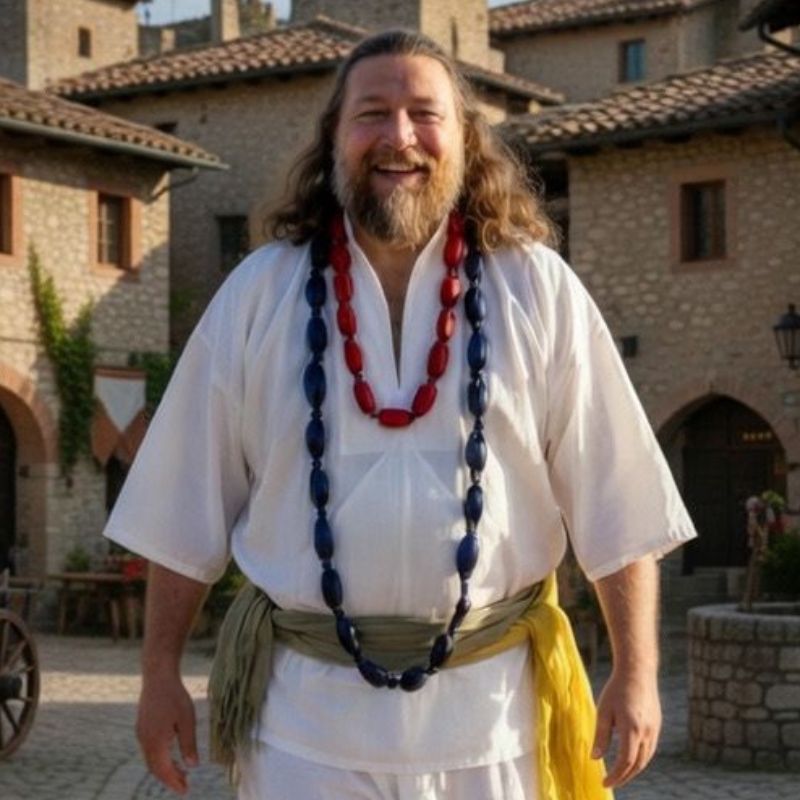 aurus passeggia sorridente nel suo castello